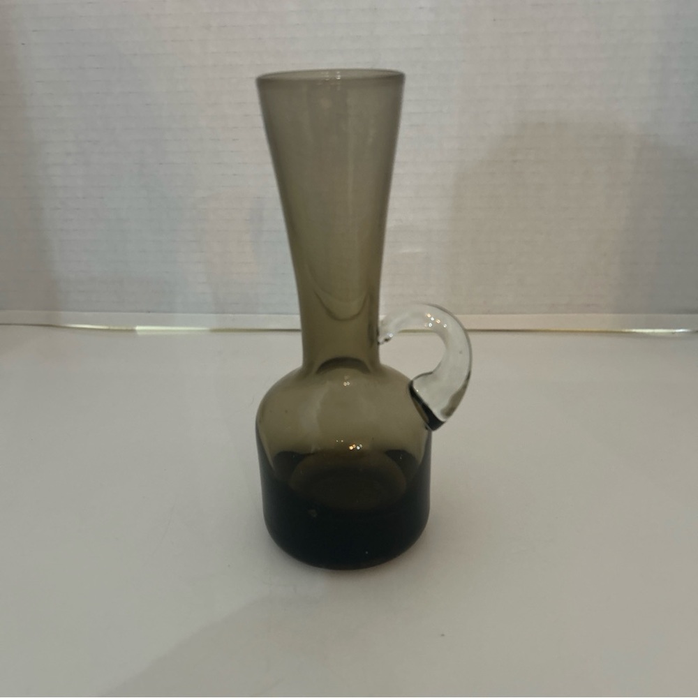 Hand Blown  Glass Pitcher Bud Vase Shot Cordial Cruet Bottle Applied Handle